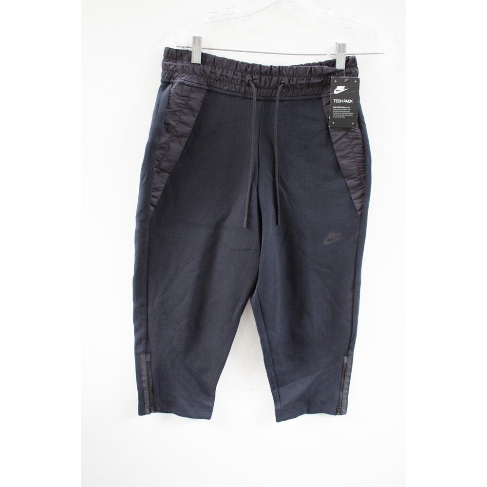 NWT Nike Womens Tech Fleece Cropped Sneaker Pants 831711-010 Size Small Black
